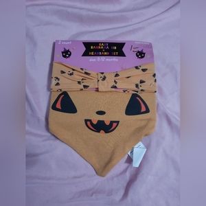 Baby 1st Halloween Bandana Bib Headband Set Gertex 0-12 Months Pumpkin Jackolant